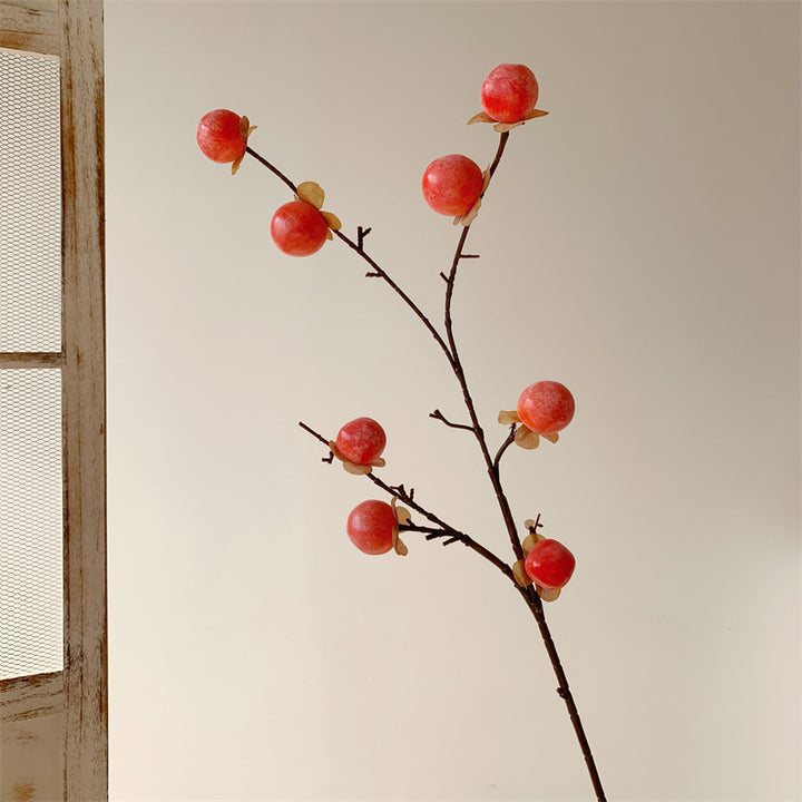Decorative Artificial Persimmon Branch Arrangement for Home Decor