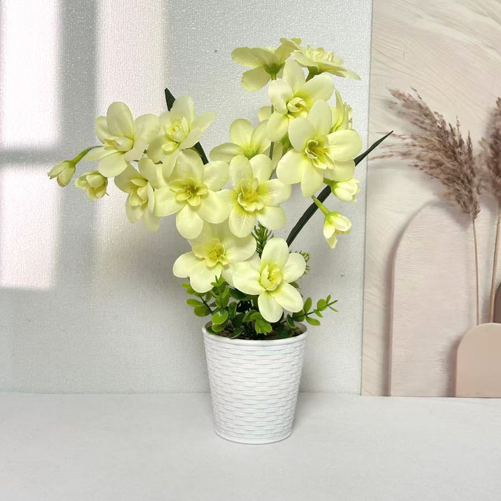 Artificial Orchid Plant Arrangement for Indoor Home Decor Display