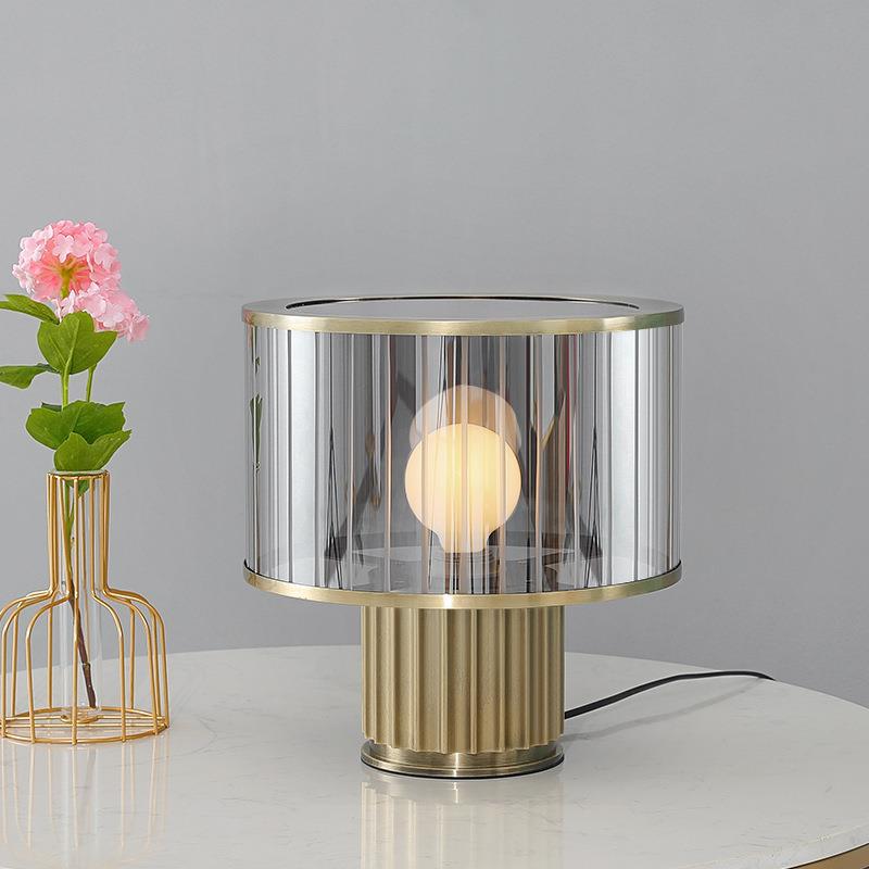 Modern Glass Table Lamp with Elegant Ribbed Base