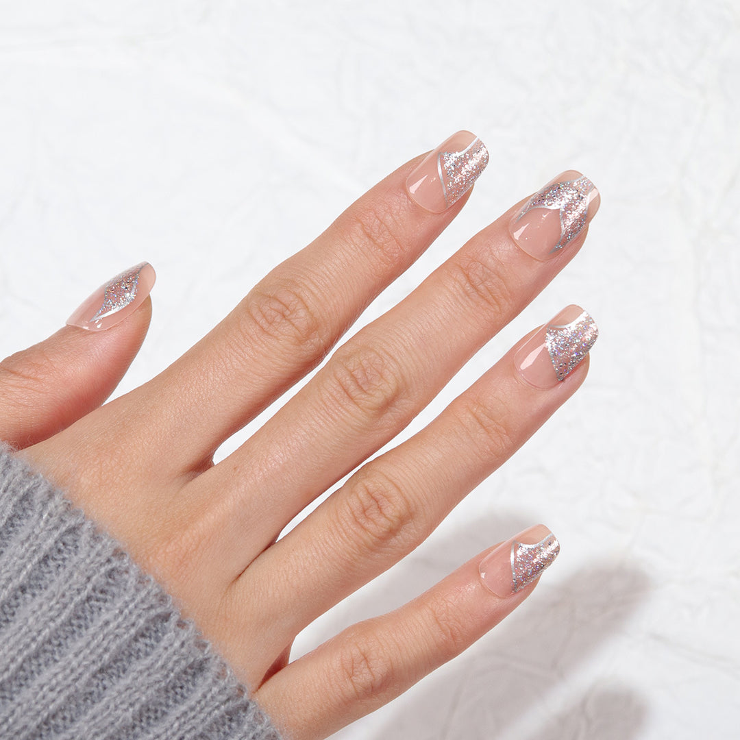 Glittery French Tip Press-On Nails Kalsten