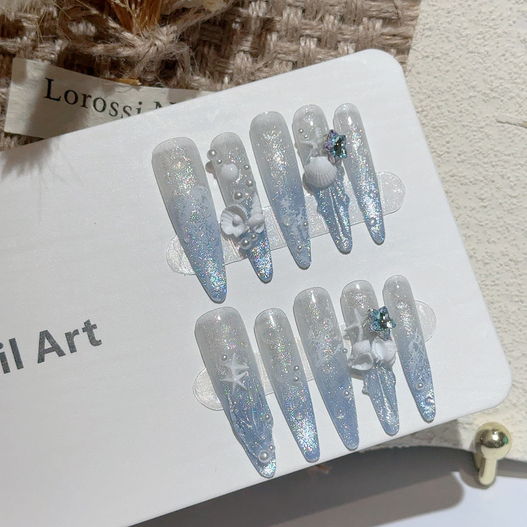 Coastal-Themed Decorative Press-On Nail Art Set