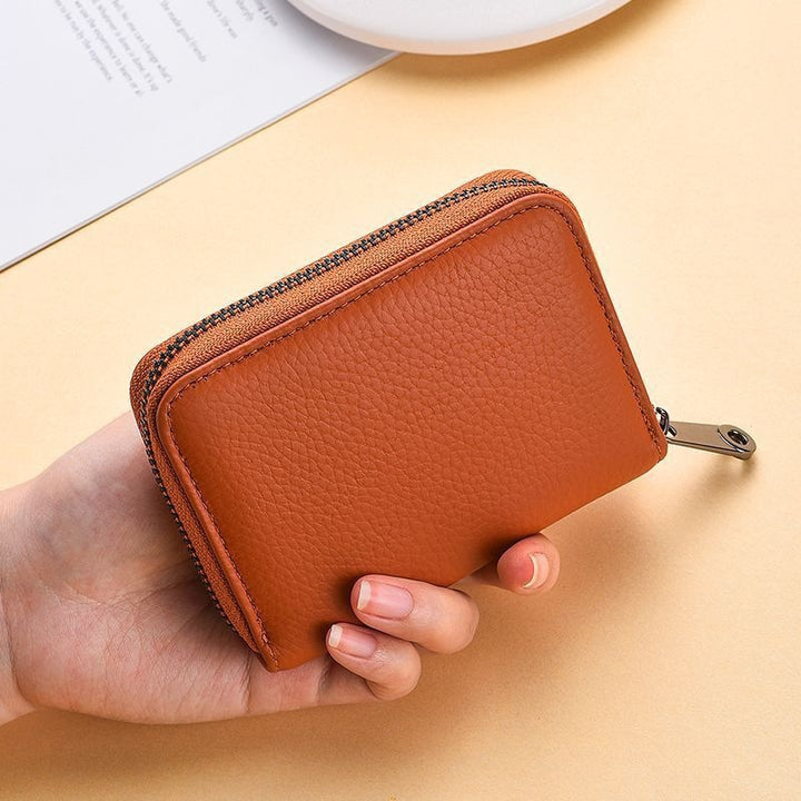 Compact Zippered Leather Wallet
