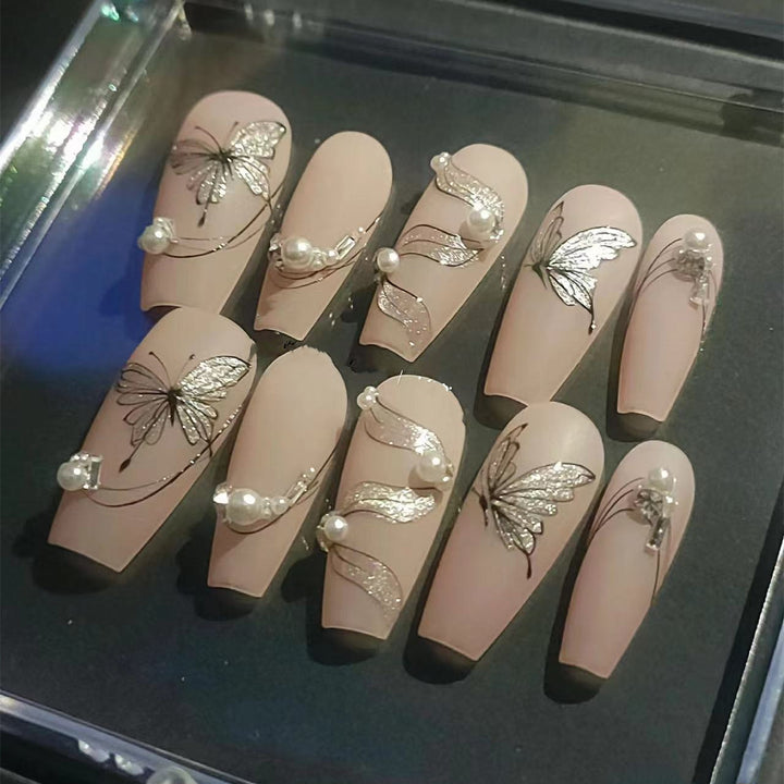Artificial nails with filigree butterfly design Kalsten
