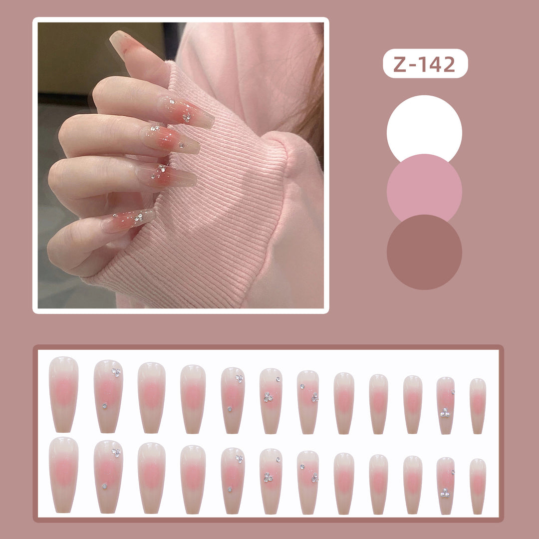 Elegant Crystal-Embellished Press-On Nail Set
