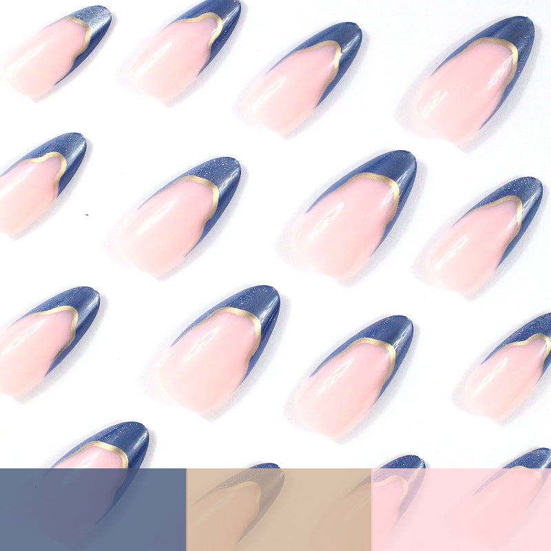 Elegant French Tip Blue Ombre Nail Enhancements Kalsten