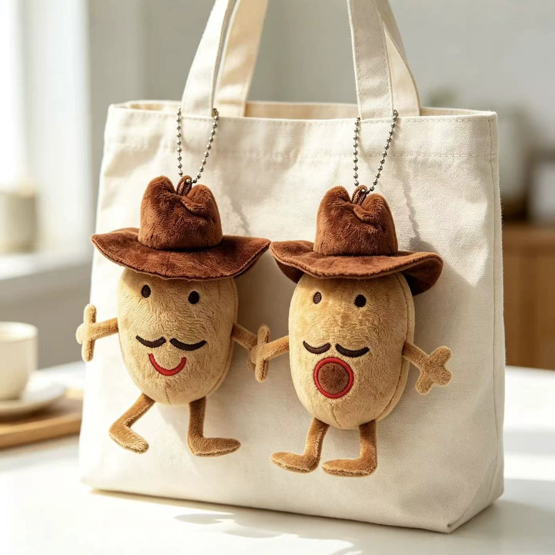 Novelty Cowboy Character Plush Bag Charm Keyring with Metal Ball-Chain and Huggable Body Kalsten