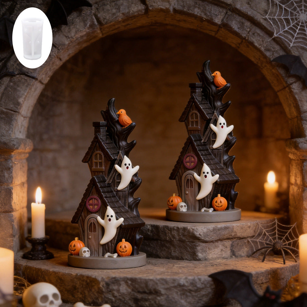 Silicone casting mold for detailed resin Halloween miniature house and figure molds
