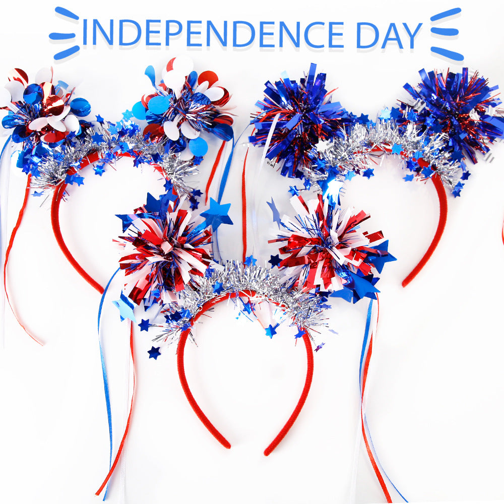 Unisex nan glittering party headband with tinsel pom-poms and star decoration Kalsten