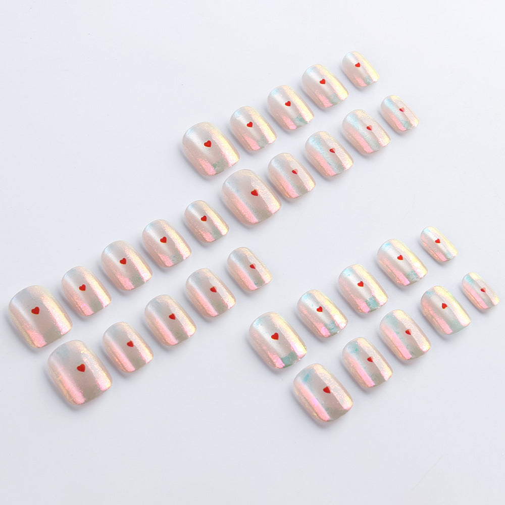 Heart-Embellished Gel Nail Art Kalsten