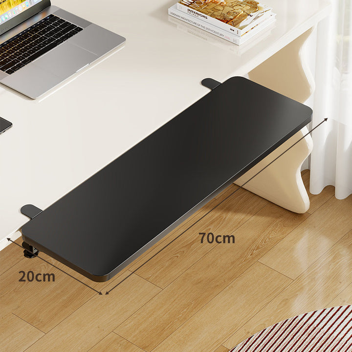Under-Desk Bamboo Slide-Out Work Surface Clamp-Mounted Keyboard & Mouse Platform