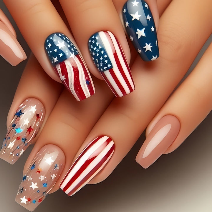 Patriotic design artificial nails Kalsten