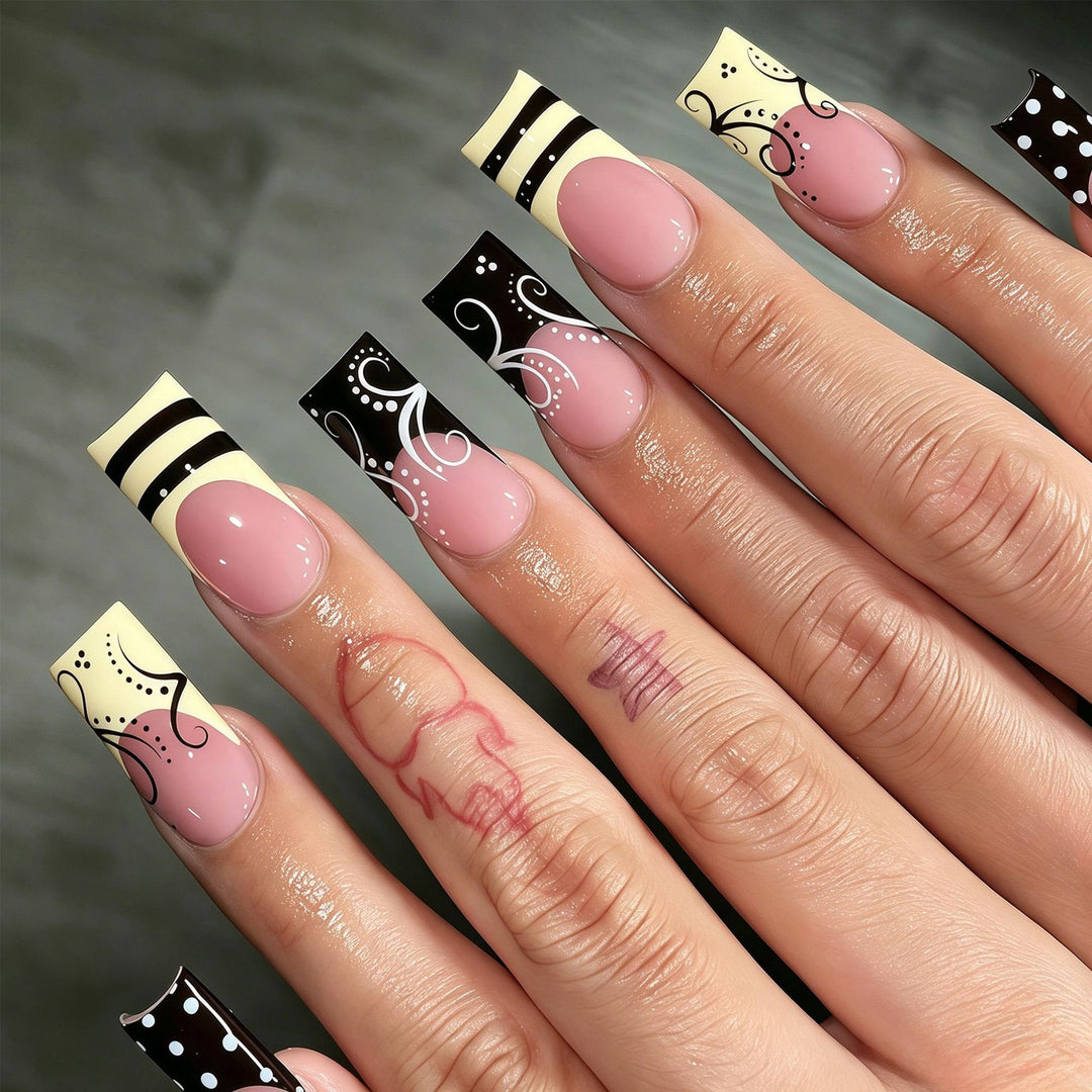 Decorative Long Press-On Nail Art Tips Kalsten