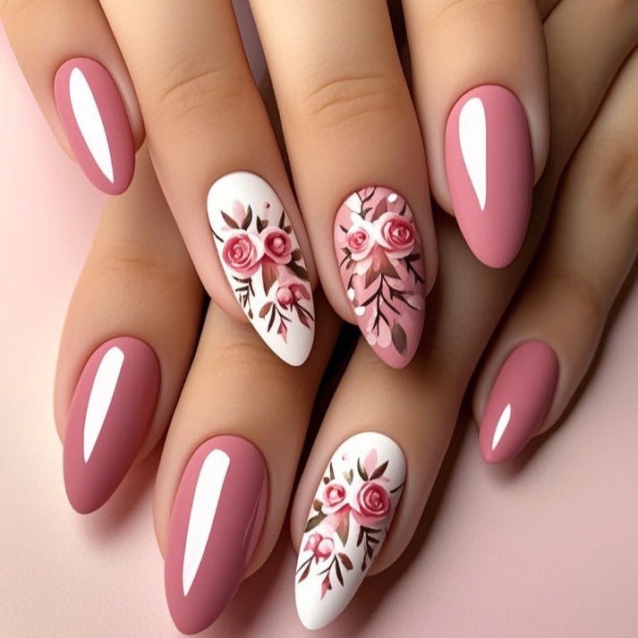 Floral Articulated Acrylic Nail Extensions Kalsten