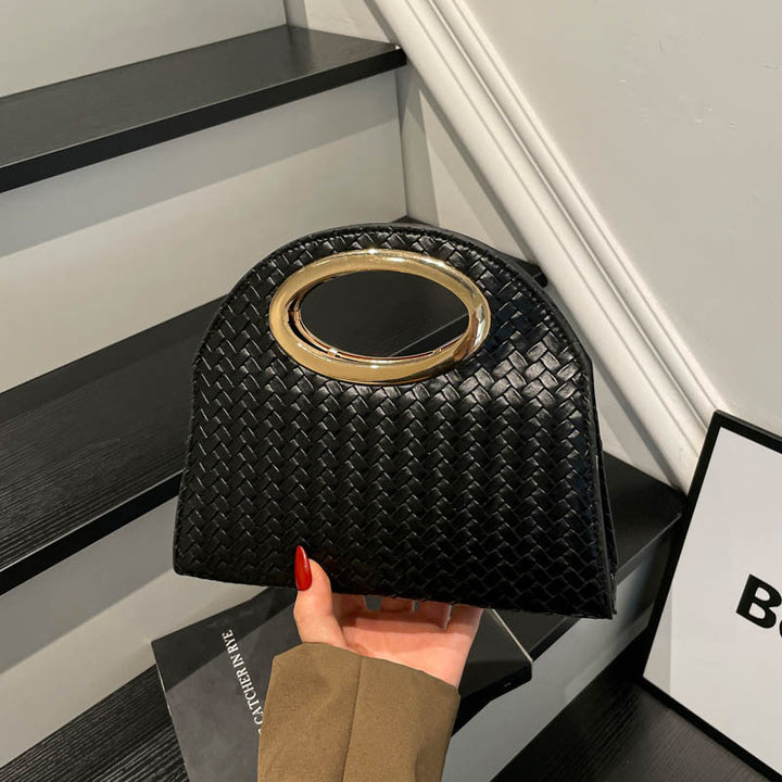 Woven Handheld Tote Bag with Gold Accent