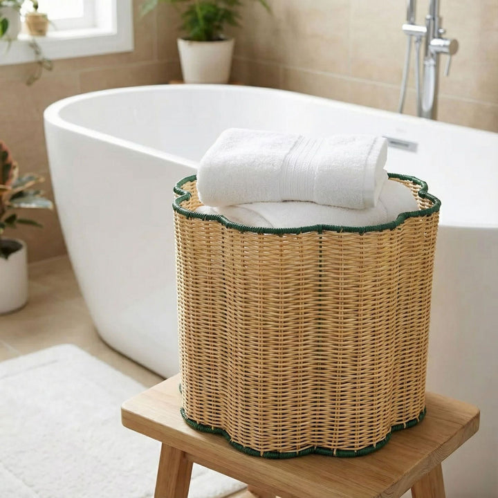 Decorative Scalloped Woven Storage Basket Kalsten