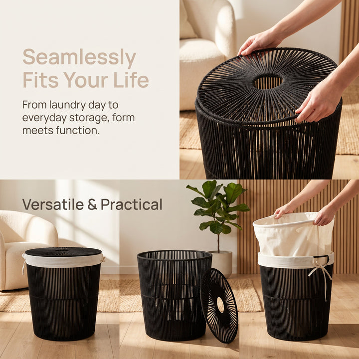 Stylish laundry basket with decorative cover Kalsten