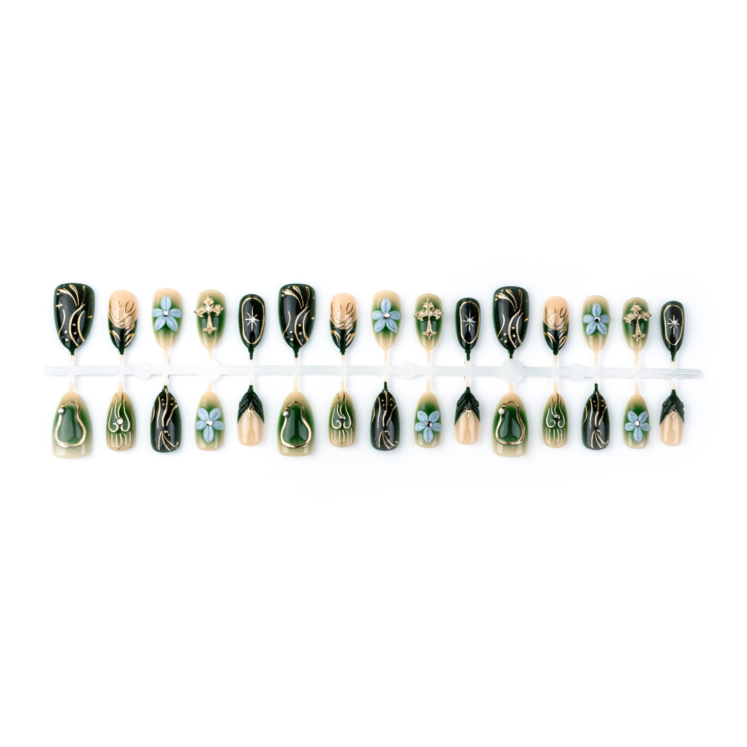 Artistic Floral-Inspired Press-On Nail Art Kalsten