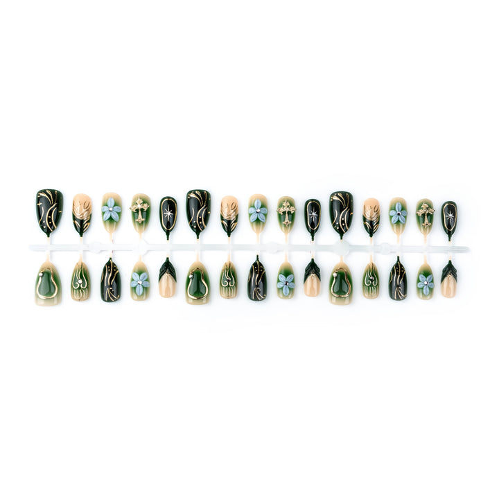 Artistic Floral-Inspired Press-On Nail Art Kalsten