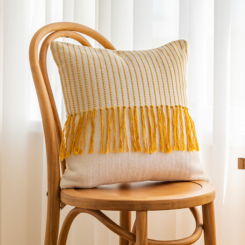 Textured Fringe Accent Pillow