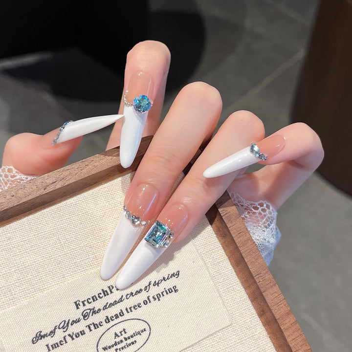 Elegant Gem-Accented Press-On Nail Extensions Kalsten