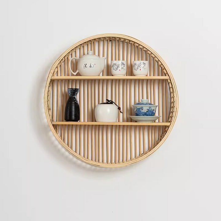 Round Wall Shelf Made of Natural Rattan Kalsten