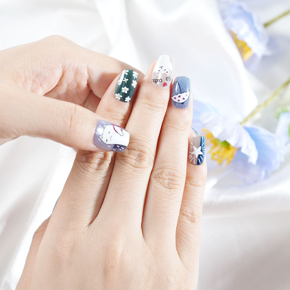 Artistic Cat-Inspired Press-On Nail Set Kalsten