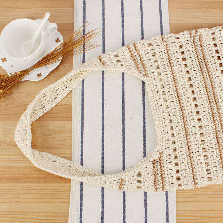 Hand-knotted shoulder bag with maritime stripe pattern Kalsten