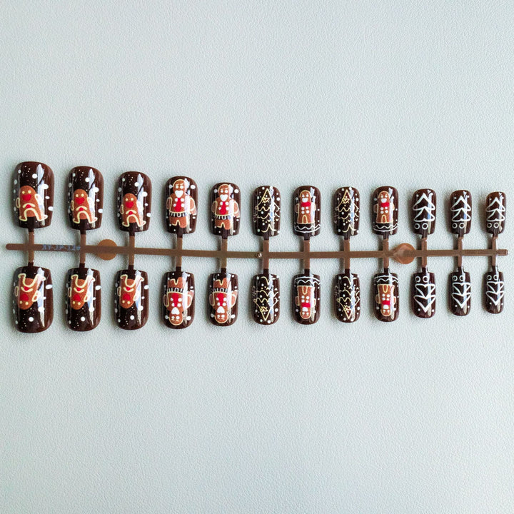 Festive Gingerbread Themed Nail Art Set