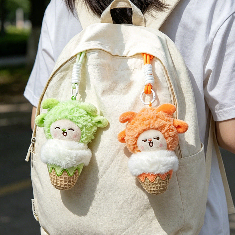 Plush Lion Ice Cream Bag Charm with Knotted Rope Strap Kalsten
