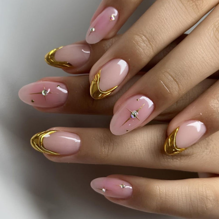 Artistic Nail Extensions with Glamorous Gold Finish Kalsten