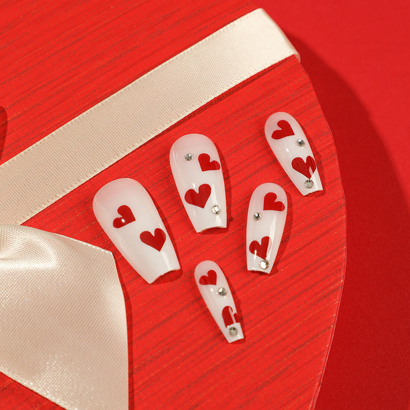 Artful Nail Extensions with Romantic Heart Designs Kalsten