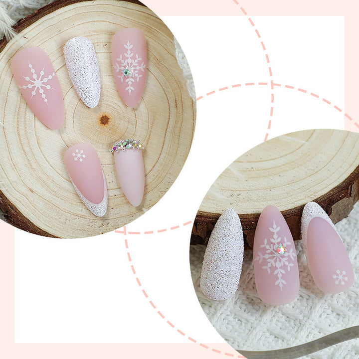 Elegant Press-On Nail Set with Winter Snowflake Designs Kalsten