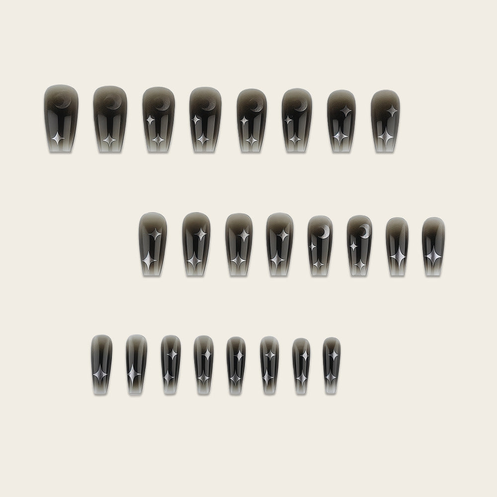 Artificial Nails in Elegant Moon Design with Shimmering Stars Kalsten