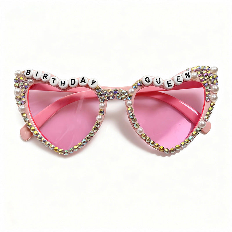 Decorative Rhinestone-Embellished Heart-Shaped Sunglasses Kalsten