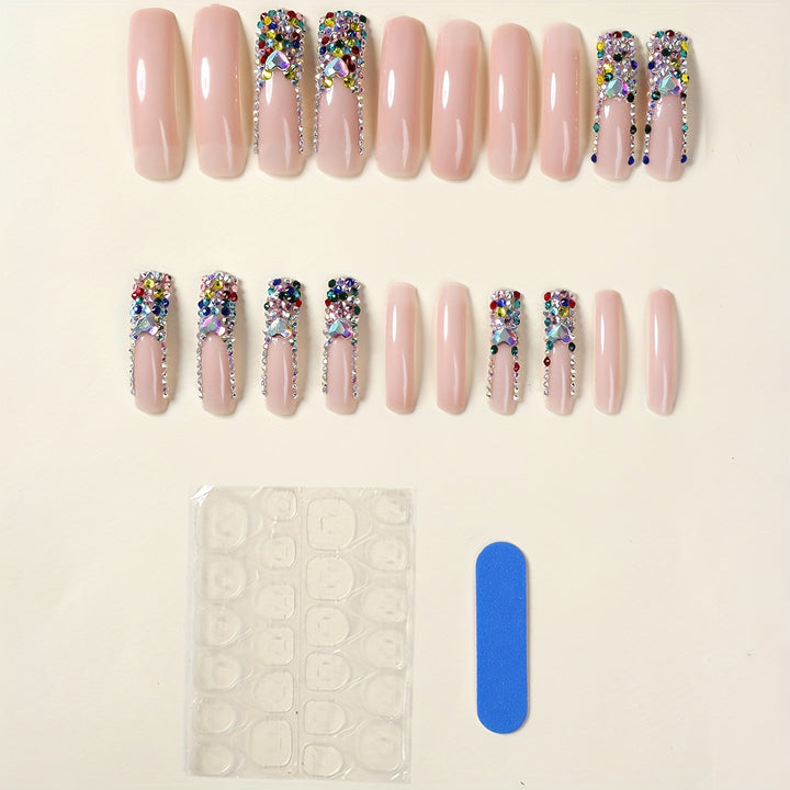 3D Decorative Press-On Nail Extensions with Sparkling Gem Accents Kalsten