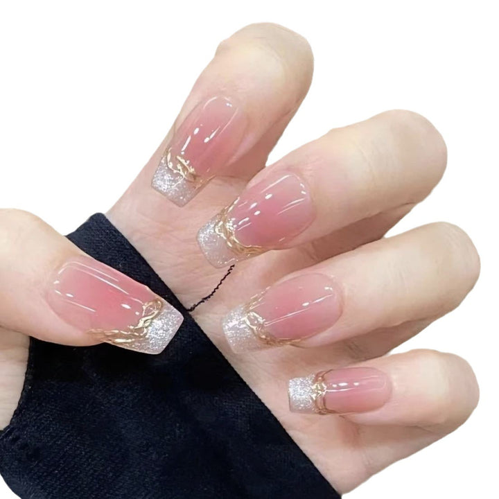 Elegant Acrylic Press-On Nails with Gold Accent Kalsten