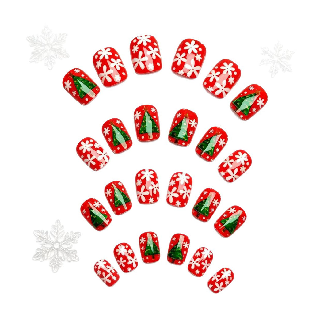 Artificial nails with festive Christmas tree design Kalsten