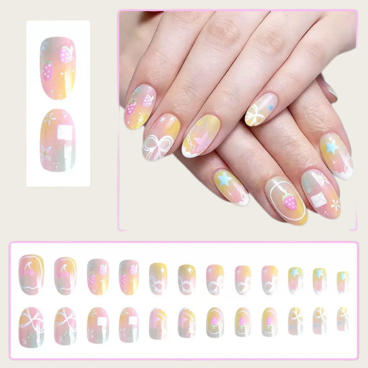 Creative artificial nails with colorful designs Kalsten