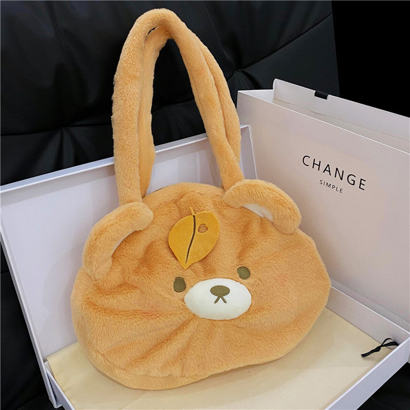 Plush Bear-Themed Shoulder Bag