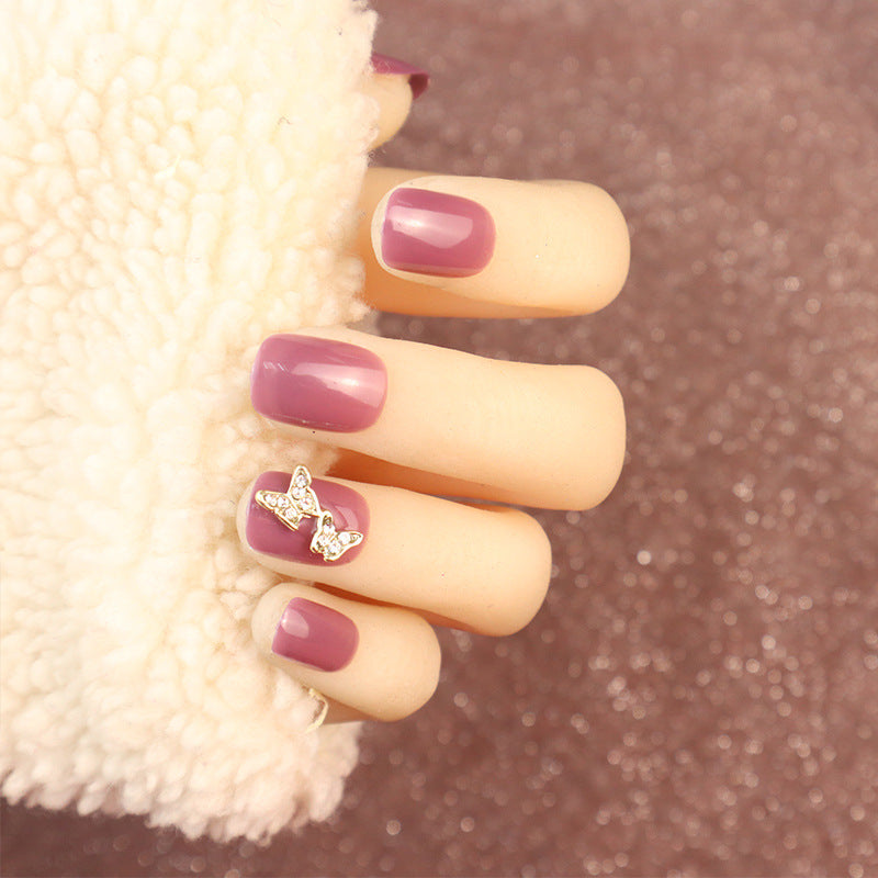 Elegant Press-On Nail Set with Butterfly Accent