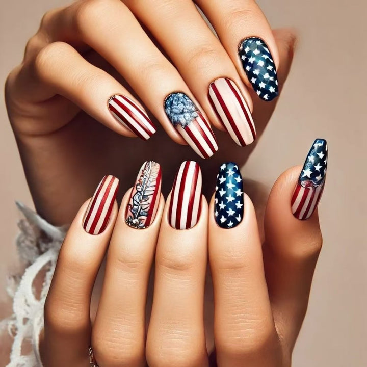 Creative artificial nails with patriotic design Kalsten