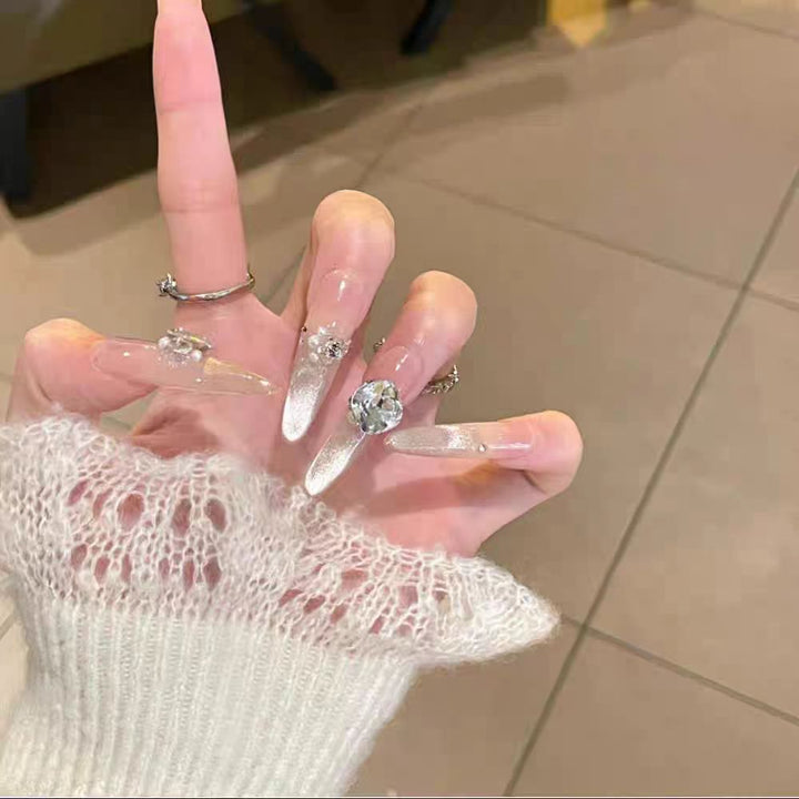 Glamorous Crystal-Embellished Press-On Nails Kalsten
