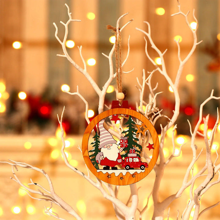 Decorative Wooden Santa Scene Ornament Kalsten