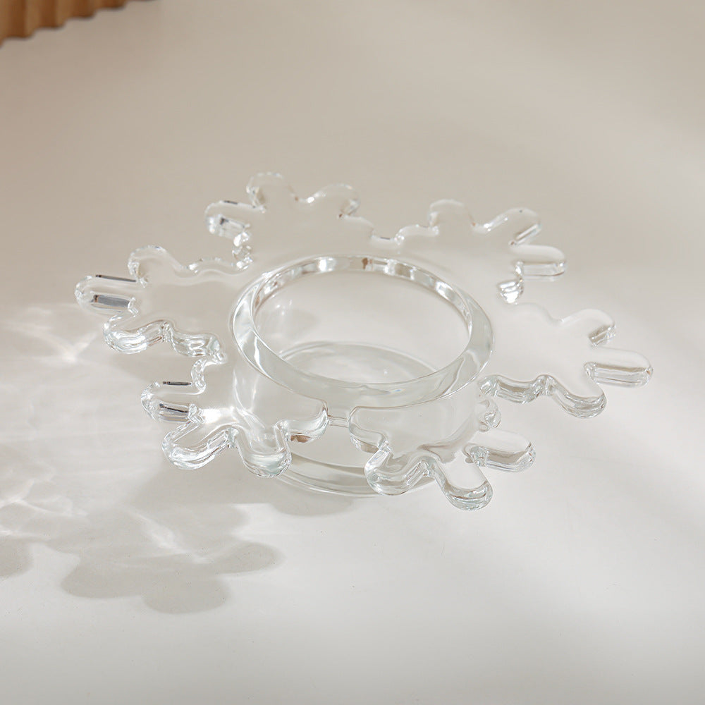 Snowflake-Shaped Glass Tealight Candle Holder Kalsten