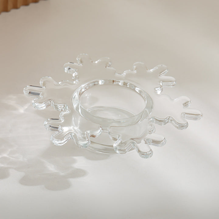 Snowflake-Shaped Glass Tealight Candle Holder Kalsten