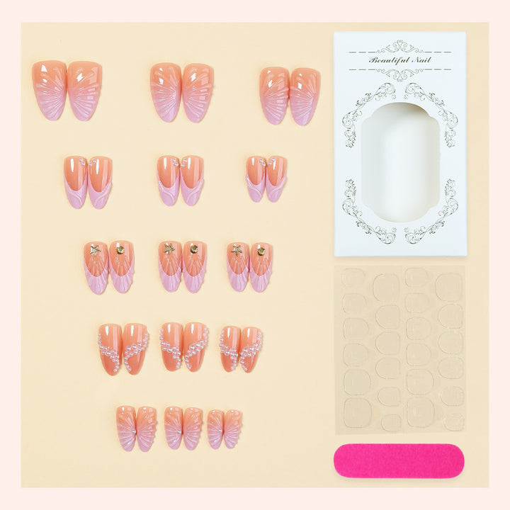 Artistic Press-On Nail Set with Coastal Design kalsten