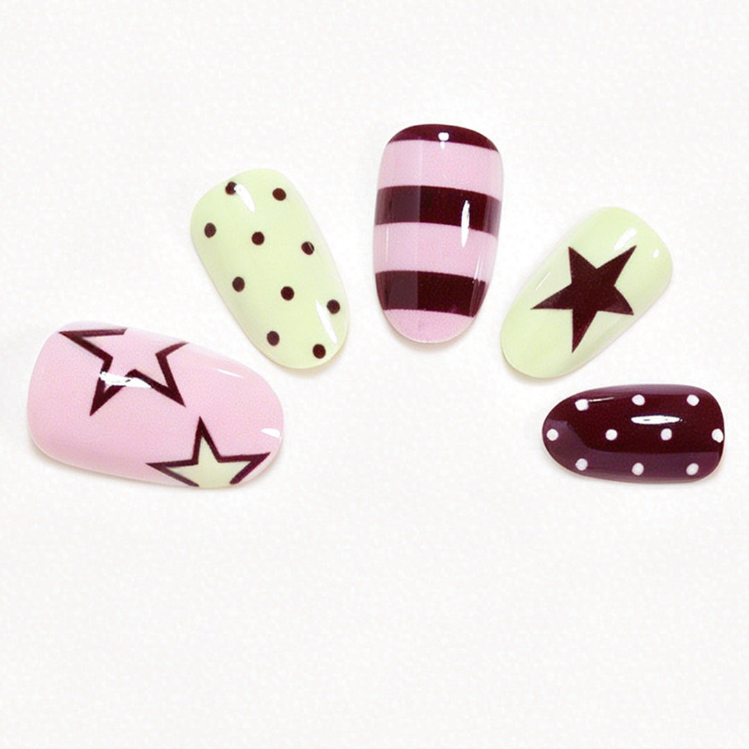Artistic Star Pattern Press-On Nail Set Kalsten