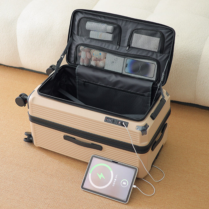 Men's Smart Multi-Compartment Hard Shell Travel Suitcase Kalsten