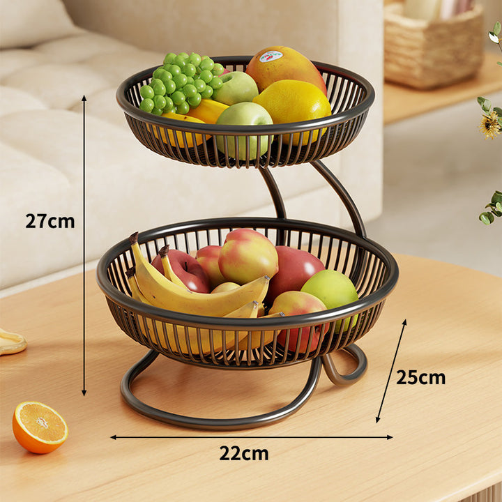 Tiered Metal Fruit Bowl Stand with Open Wire Ventilated Design
