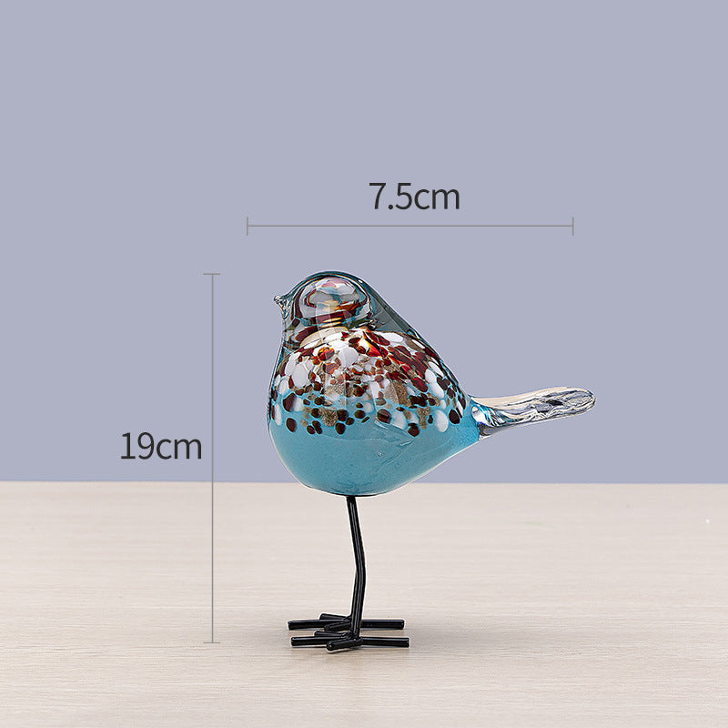 Handblown Decorative Glass Bird Sculpture on Metal Legs Kalsten